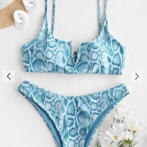 Blue Snake Print Bikini (Zaful)